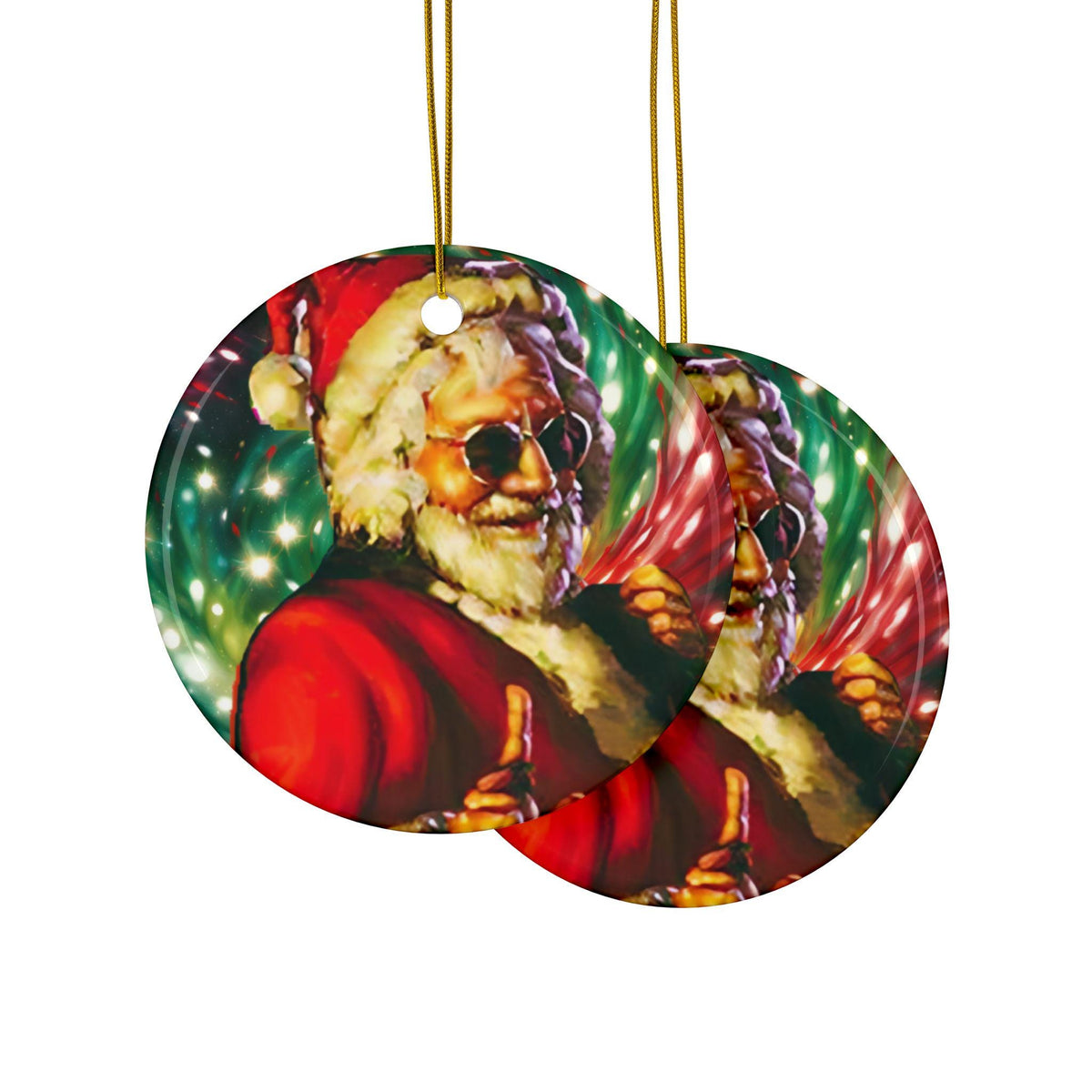 Jerry Santa Ceramic Christmas Ornament, Garcia Santa Holiday Decoration – alternate view 2