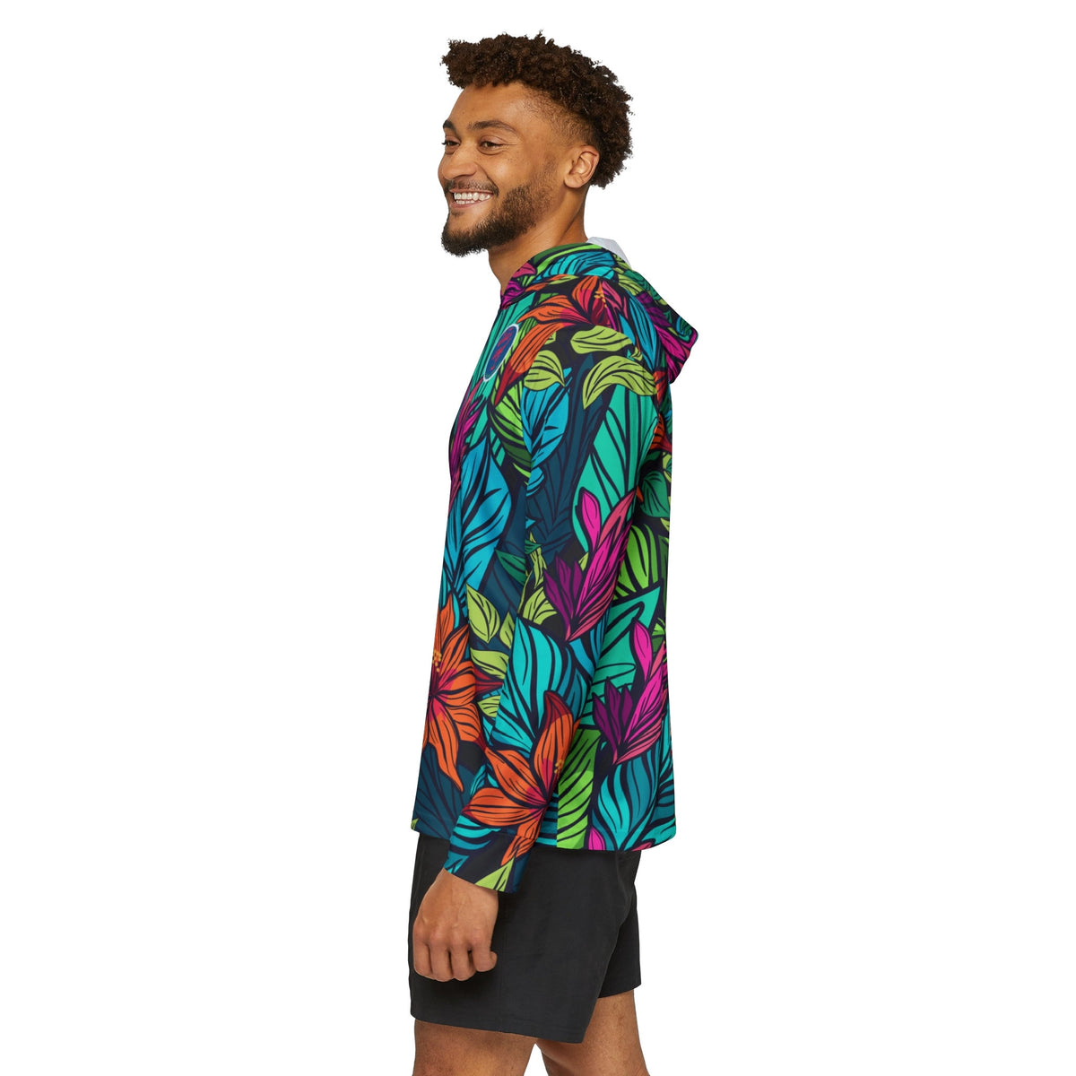 Tropical Flowers Long Sleeve UPF 50+ Hoodie Sunshirt – alternate view 5