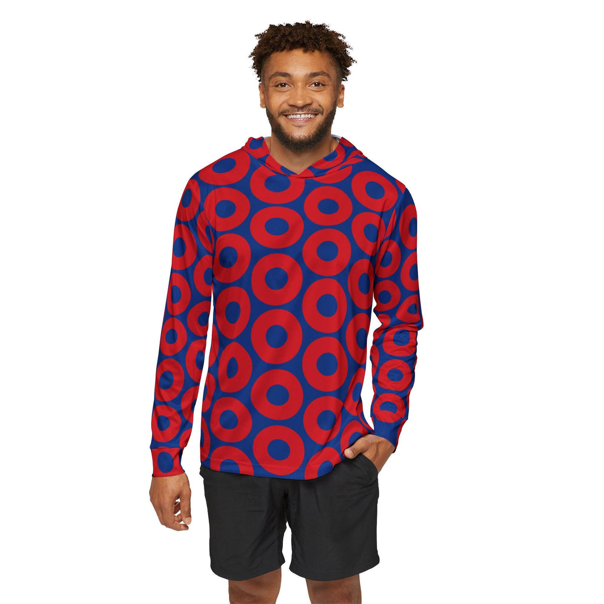 Red & Blue Fishman Donut UPF 50+ Performance Sun Hoodie – alternate view 7