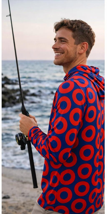 Red & Blue Fishman Donut UPF 50+ Performance Sun Hoodie – alternate view 6