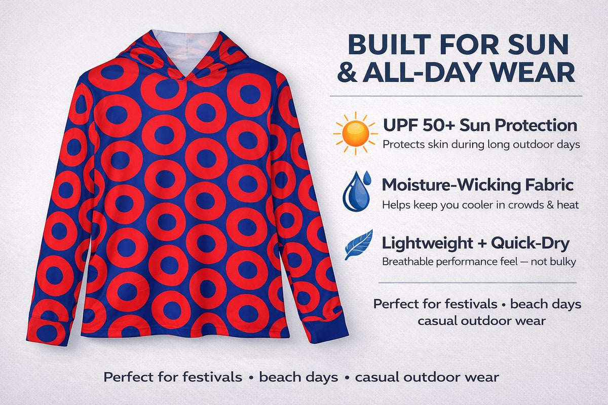 Red & Blue Fishman Donut UPF 50+ Performance Sun Hoodie – alternate view 2