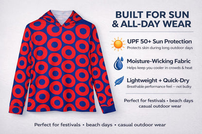 Red & Blue Fishman Donut UPF 50+ Performance Sun Hoodie – alternate view 2