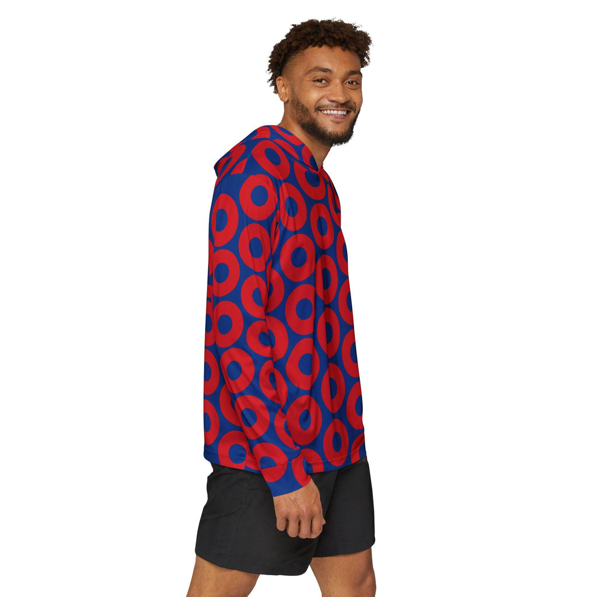 Red & Blue Fishman Donut UPF 50+ Performance Sun Hoodie – alternate view 10