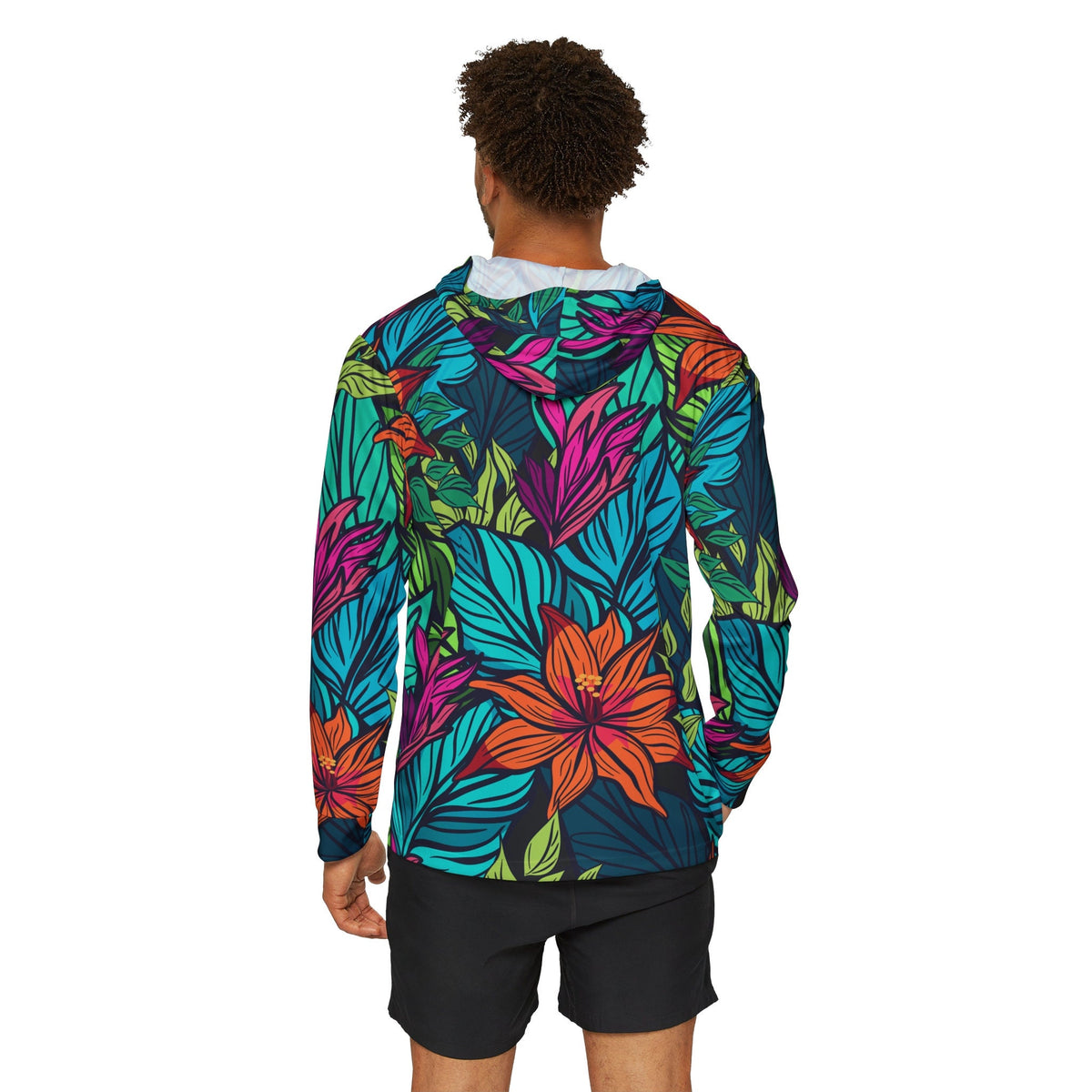 Tropical Flowers Long Sleeve UPF 50+ Hoodie Sunshirt – alternate view 4