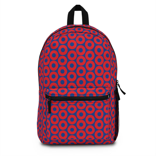 Red and Blue Phish Donut Pattern Backpack