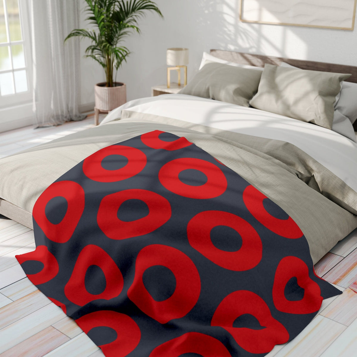 Phish Donuts Fleece Blanket: Red Pattern Throw
