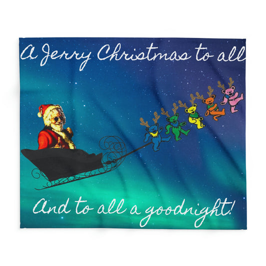 Jerry Garcia Christmas Velveteen Blanket: Santa & Dancing Bears (50"x60")