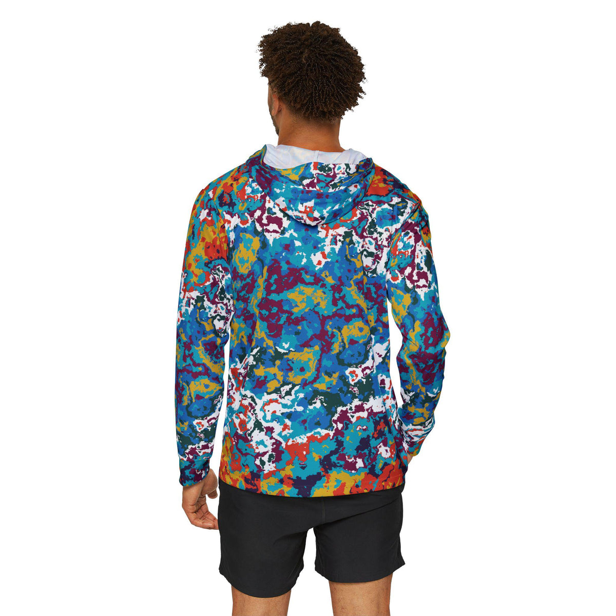 Psychedelic Color Splash Hoodie, UPF 50+ Moisture Wicking Performance Wear – alternate view 5