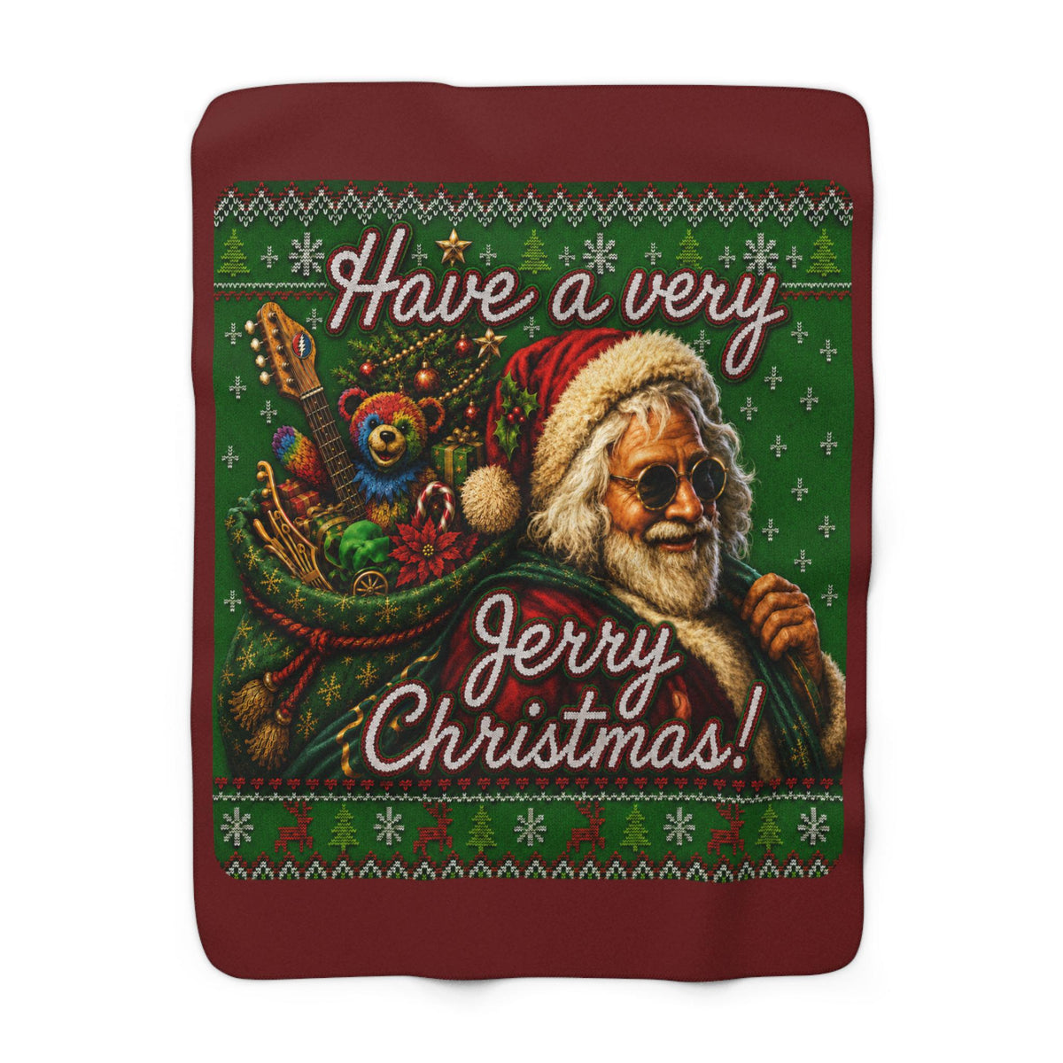 Have a Jerry Christmas Sherpa Blanket, Santa Jerry Garcia Holiday Throw, Cozy Christmas Decor, Gift…