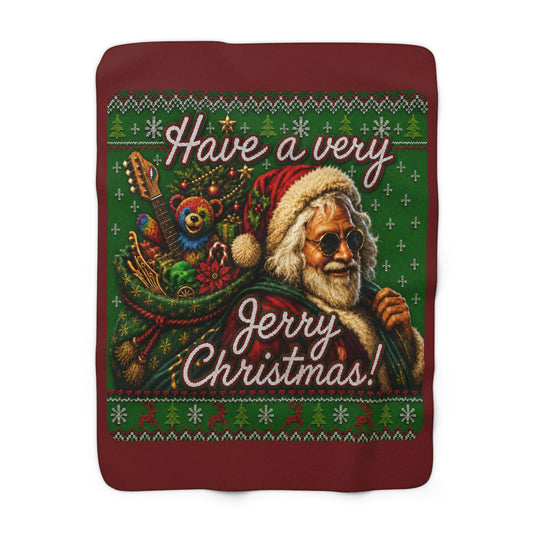 Have a Jerry Christmas Sherpa Blanket, Santa Jerry Garcia Holiday Throw, Cozy Christmas Decor, Gift…