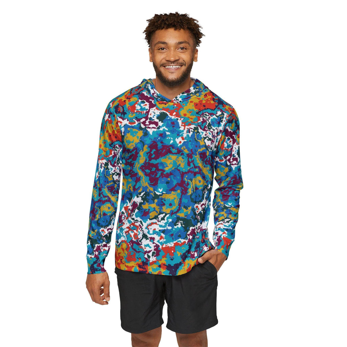 Psychedelic Color Splash Hoodie, UPF 50+ Moisture Wicking Performance Wear – alternate view 4