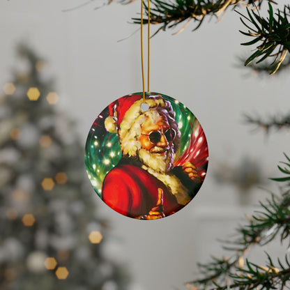 Jerry Santa Ceramic Christmas Ornament, Garcia Santa Holiday Decoration