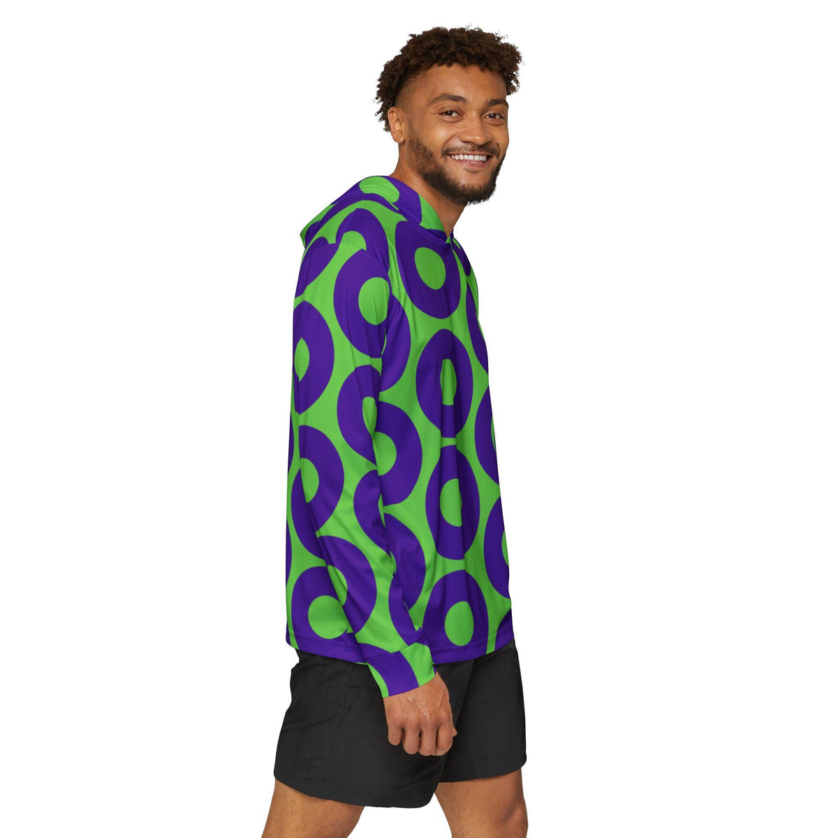Green & Purple Fishman Donut UPF 50+ Performance Sun Hoodie – alternate view 4