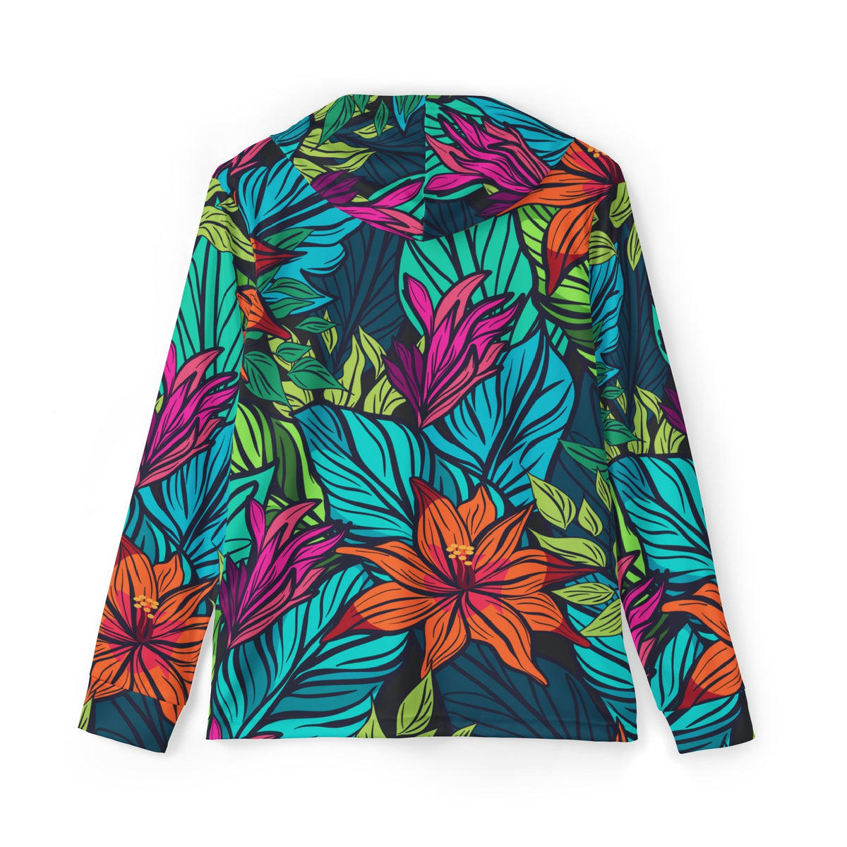 Tropical Flowers Long Sleeve UPF 50+ Hoodie Sunshirt – alternate view 3