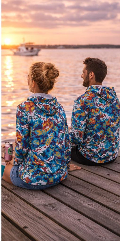 Psychedelic Color Splash Hoodie, UPF 50+ Moisture Wicking Performance Wear – alternate view 3