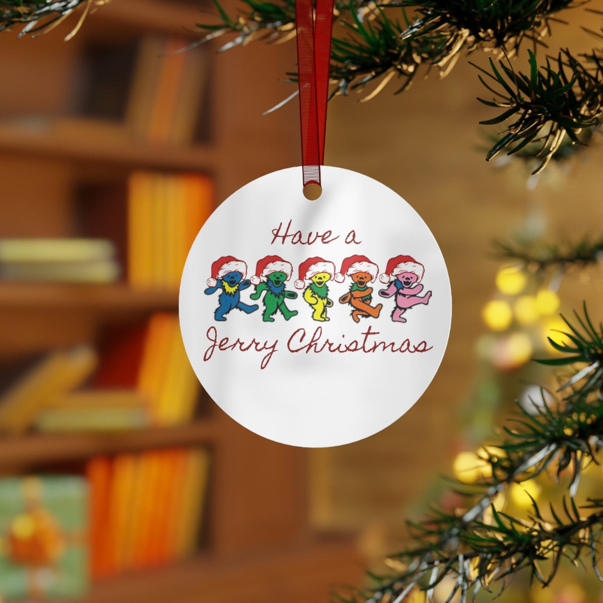 Jerry Christmas Dancing Bear Metal Ornament, Deadhead Holiday Decor