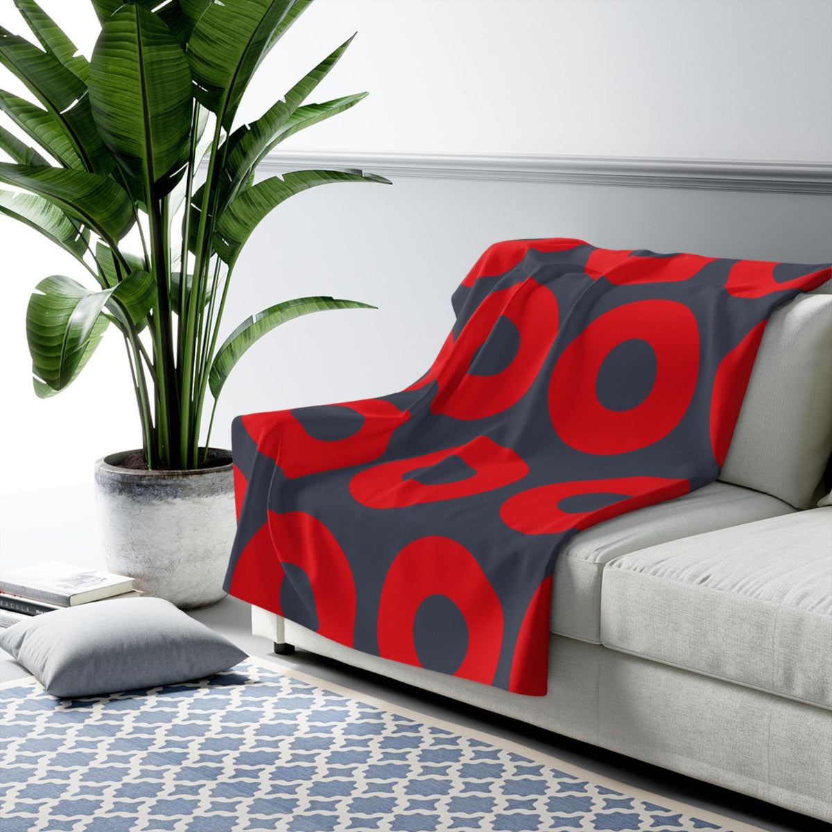 Red & Blue Fishman Donut Sherpa Blanket – alternate view 7