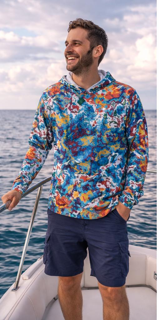 Psychedelic Color Splash Hoodie, UPF 50+ Moisture Wicking Performance Wear