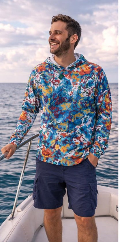 Psychedelic Color Splash Hoodie, UPF 50+ Moisture Wicking Performance Wear