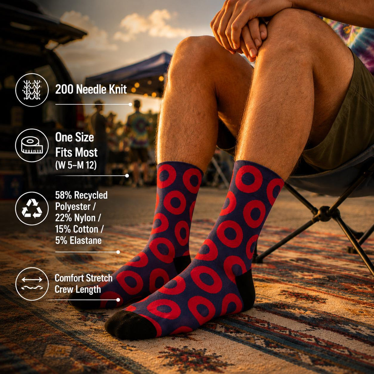 Red & Blue Fishman Donut Crew Socks – alternate view 2