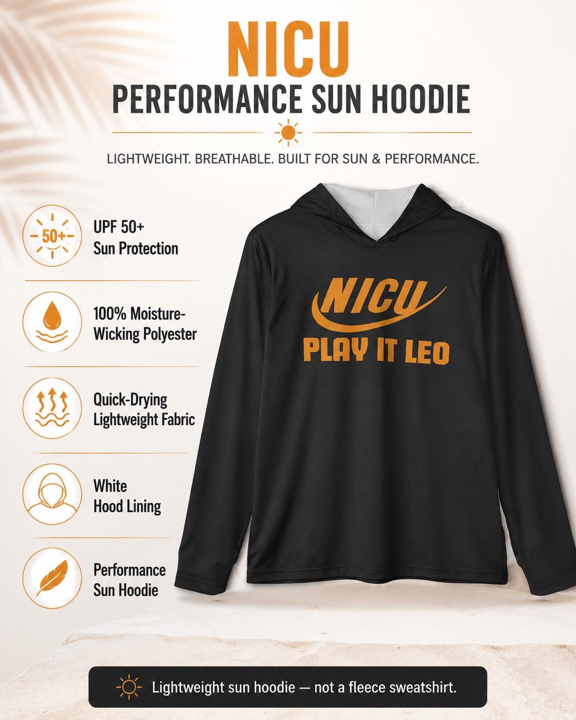 Play It Leo NICU Phish Performance Sun Hoodie | UPF 50+ Concert Shirt – alternate view 2