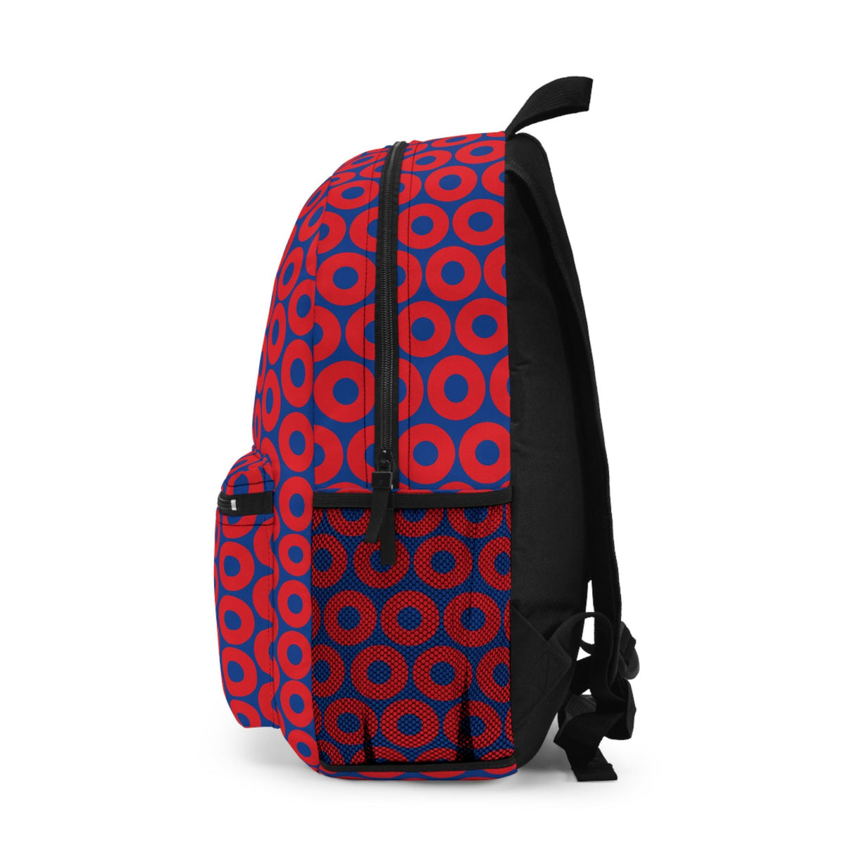 Red and Blue Phish Donut Pattern Backpack – alternate view 3