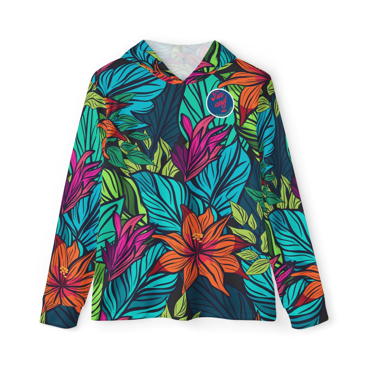 Tropical Flowers Long Sleeve UPF 50+ Hoodie Sunshirt – alternate view 2