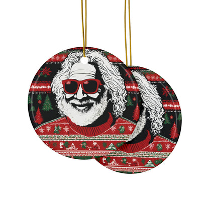 Jerry Ceramic Christmas Ornament, Garcia Ugly Sweater Design Holiday – alternate view 2