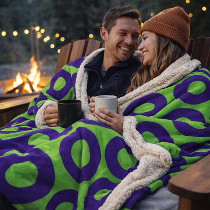 Green & Purple Fishman Donut Sherpa Blanket – alternate view 2