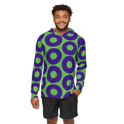 Green and purple Fishman donut UPF 50+ performance sun hoodie