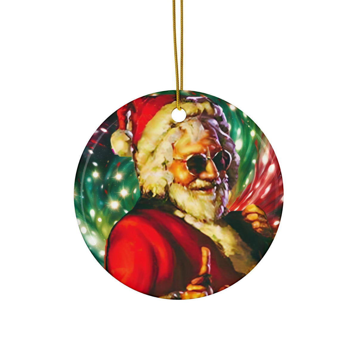 Jerry Santa Ceramic Christmas Ornament, Garcia Santa Holiday Decoration – alternate view 3