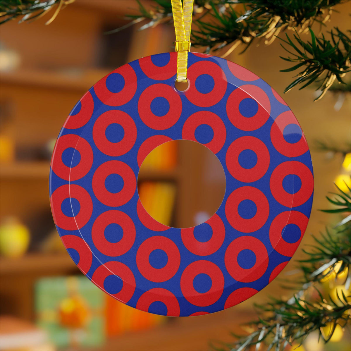 Phish Donut Pattern Christmas Ornament, Band Fans Xmas Decor, Glass Baubles, Festival Holiday Decoration