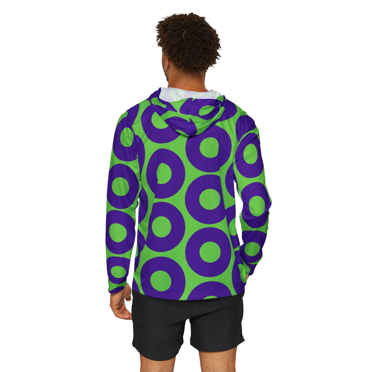 Green & Purple Fishman Donut UPF 50+ Performance Sun Hoodie – alternate view 2