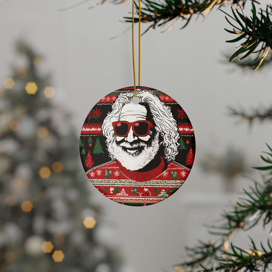 Jerry Ceramic Christmas Ornament, Garcia Ugly Sweater Design Holiday