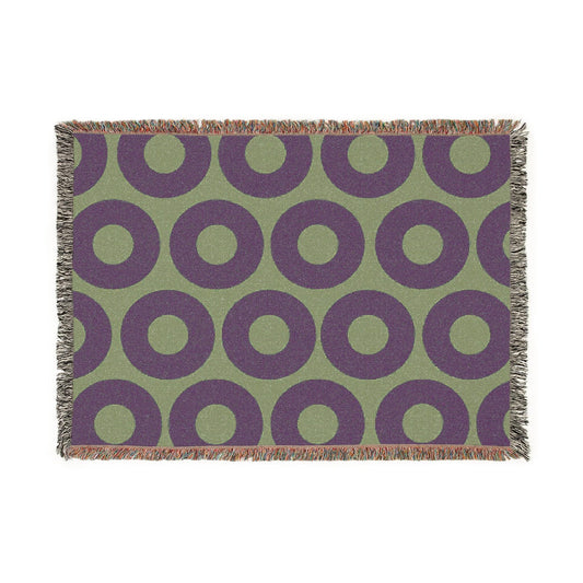 Phish Donuts Woven Blanket: Green and Purple Fishman Throw
