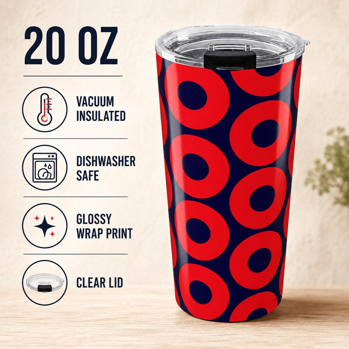 Phish Donuts 20oz Stainless Steel Tumbler | Fishman Travel Cup | Jam Band Gift – alternate view 3