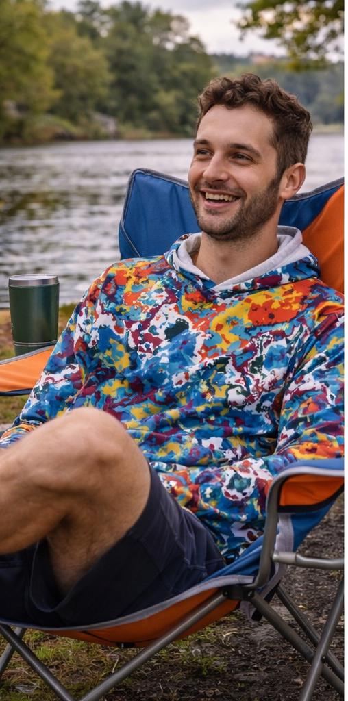 Psychedelic Color Splash Hoodie, UPF 50+ Moisture Wicking Performance Wear – alternate view 6