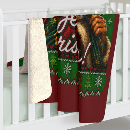Have a Jerry Christmas Sherpa Blanket, Santa Jerry Garcia Holiday Throw, Cozy Christmas Decor, Gift… – alternate view 3