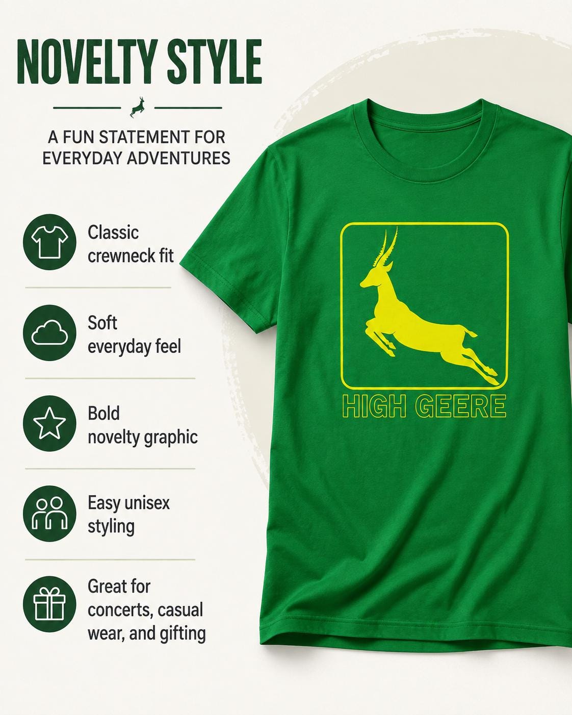 High Geere Antelope T-Shirt | Unisex Softstyle Tee – alternate view 3